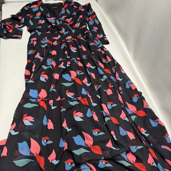 Emporio Armani Tiered abstract print chiffon maxi dress size S/M - Picture 8 of 12